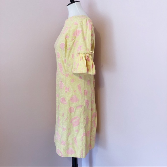 VTG Novelty Beach Print Ruffle Sleeve Dress - Picture 2 of 6